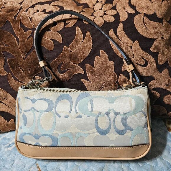 2004 Vintage y2k Coach Demi Shoulder Bag in Blue Optic Signature Monogram Purse - Picture 2 of 7